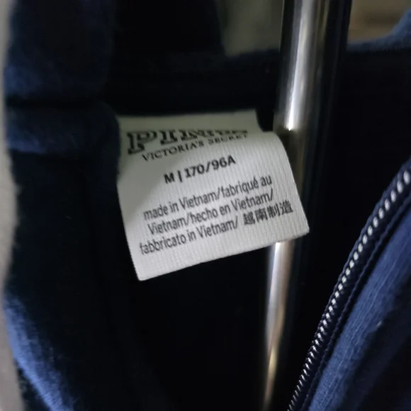 Victoria K Navy Hoodie with White PINK Logo - Picture 3 of 3